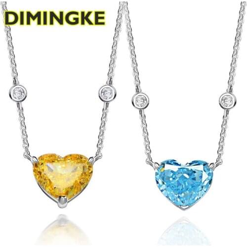 DIMINGKE 10*12 Heart-shaped High Carbon Diamond Necklace 100% S925 Sterling Silver Fine Jewelry Wedding Party Lover Gift