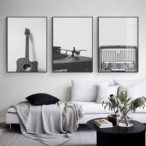 Guitar Chord Music Canvas Painting Posters And Prints Vinyl Record Pictures Black and White Wall Abstract Decorative Home Decor