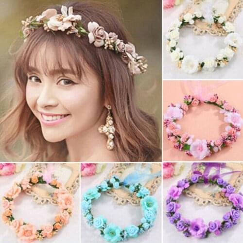 Newly Women Ladies Girl Sweet Princess Headband Floral Crown Flower Hairband Wedding Party Hair Garland Summer