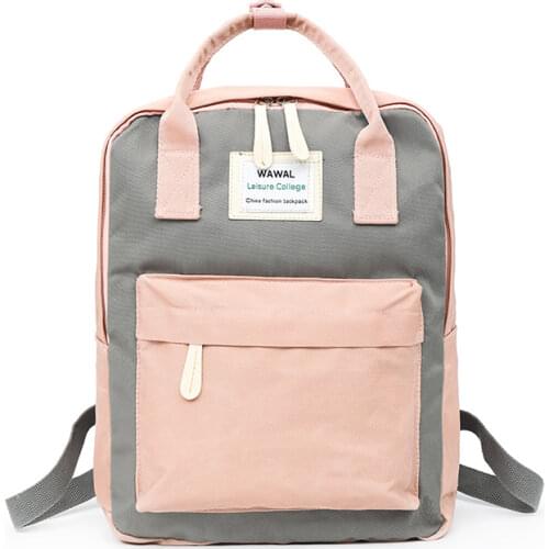 Girl Students School Bags Women Canvas Waterproof Backpack School Bag Wild Little Fresh Travel Backpack Pink Green
