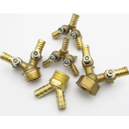 8mm 10mm Hose Barb x 1/2" BSP Male Female Thread Y Type 3 Three Way Brass Ball Valve Pipe Fitting Connector Adapter For Fuel Gas
