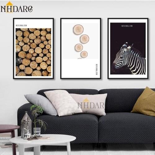 Scandinavian Scenery Minimalism Black White Zebra Wood Canvas Print Painting Poster Art Wall Picture for Living Room Home Decor