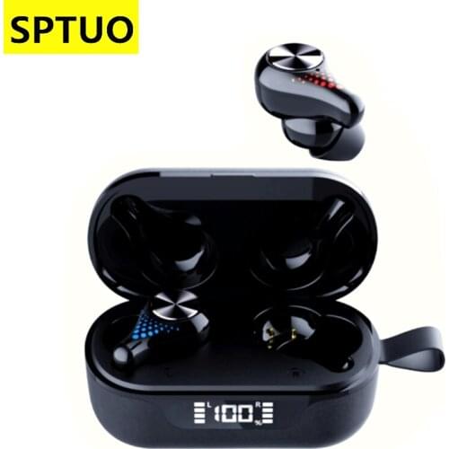 SPTUO T8 High quality 16Ω Wireless Bluetooth Earphone TWS Bluetooth V5.0 CVC8.0 Voice Assistant Touch Control headphone headsets