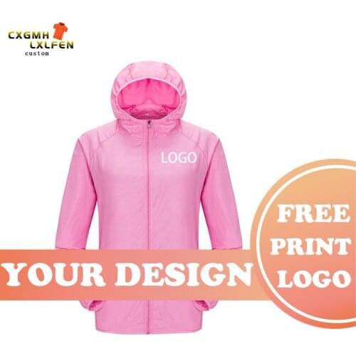DIY logoJacket Men Women Waterproof Sun Protection Clothing Fishing Hunting Clothes Quick Dry Skin Windbreaker With Pocket