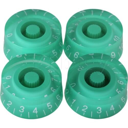 Yibuy Green Transparent Plastic Right Hand Speed Control Knobs with White Numbers for Electric Guitar Pack of 4
