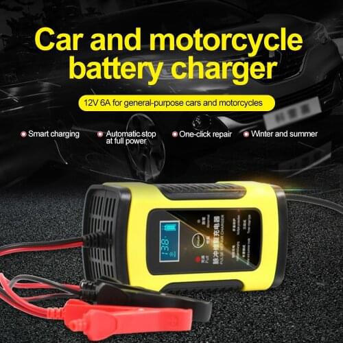 12V 6A full automatic car battery charger Lead Acid Car battery charger jump starter LCD display Power Puls Repair Charger