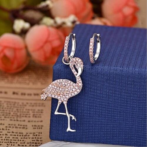 New Women Rose Gold color Drop Earrings White Pink Natural Zircon European Hot Party Wedding Jewelry for girl women