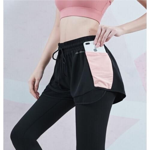 Womens sports pants fitness running training dance tights fake two-piece sports pants 2021 new