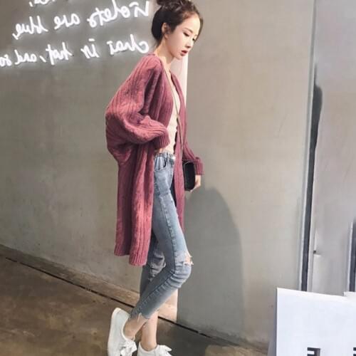 Spring Fall Women Sweater Cardigan 2021 Loose V Neck Batwing Sleeve Oversized Wild Female Lazy Wind Knitting Coat Ropa De Mujer
