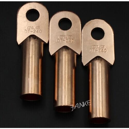 1piece DT-240 240mm2 Cable Lug Terminal Connector Copper Tone for 17mm Dia. Bolt Electric power fittings National Standard