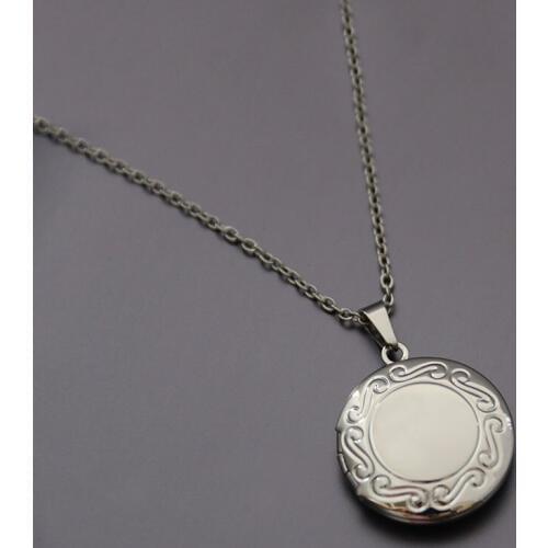 1pc Simple Round Photo Frame Pendant Necklace Golden Charms Floating Locket Necklaces Women Men Fashion Memorial Jewelry