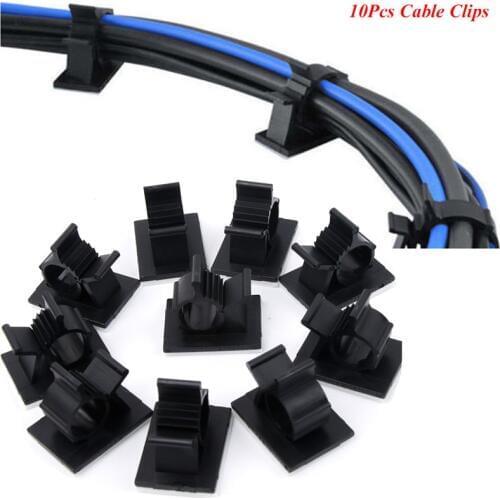 10Pcs/Set Cable Clips Adhesive Cord Management Wire Organizer Wire Holders 0.5" Clamp White cable winder Free Shipping