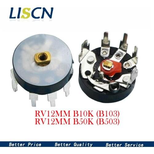 10PCS Straight Angle Radio Potentiometer RV12MM B10K B103 B50K B503 Power Amplifier Volume Potentiometer With Switch 12mm