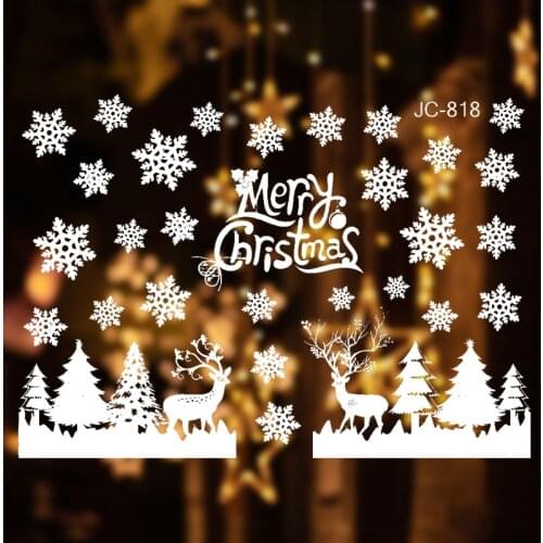 2Sheet/Pcs Christmas Snowflake Wall Stickers DIY Living Room Bedroom Shop Window Glass Display Decoration Home Decor Mural Decal