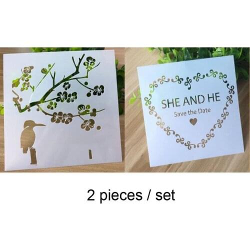 2pc Thrush Bird Stencil Painting Template Layering Stencils For Wall Painting Scrapbooking Album Decorative Embossing Template