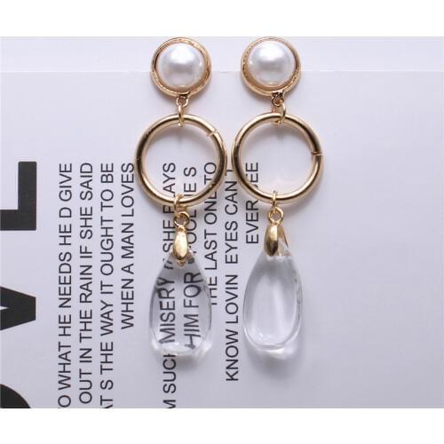 2018 fashion jewelry personality style Imitation pearl Transparent water drop long earrings for women