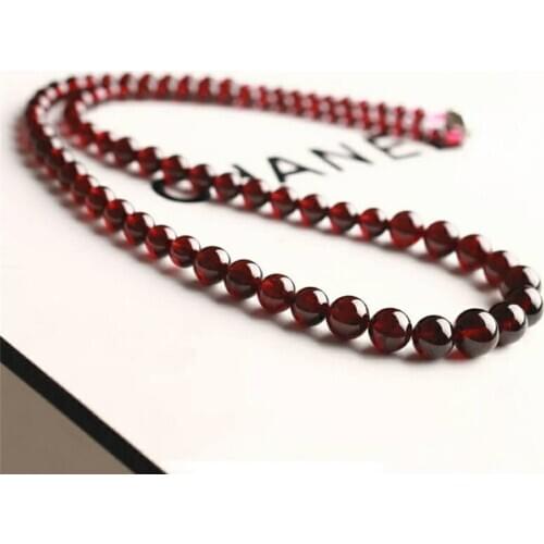 4.5mm--9mm Genuine Natural Wine Red Garnet Gemstone Crystal Long Chain Natural Garnet Necklace Women Female Drop Shipping