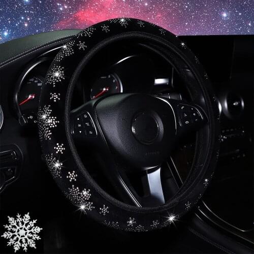 Automobile steering wheel cover new type non inner ring snowflake inlaid elastic handle gloves