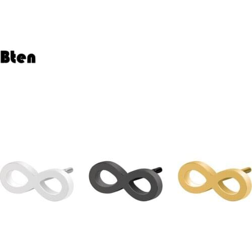 Bten Creative 8 eight shape earrings for women girl Trendy minimalist stainless steel stud earring Simple infinity earings