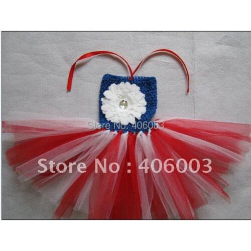 Free shipping 12pcs/lot Custom Boutique Handmade July 4th Red White & Blue girls Tutu Dress