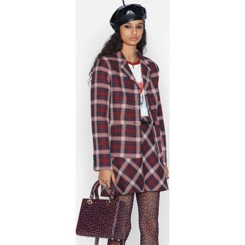 Designer New Fashion High Quality Plaid Suit Spring Autumn Long Sleeve Jacket Tops Mini Skirt Vintage Elegant Party Womens Set
