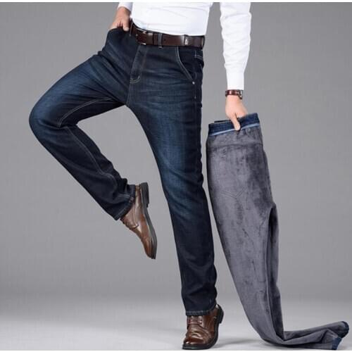 New Men Activities Warm Jeans High Quality Famous Brand Autumn Winter Jeans warm flocking warm soft men jeans