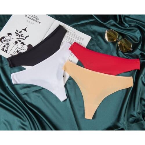 European Thong Pants Sexy Solid Panties One Piece Traceless G-Sring Mid Waist Seamless Comfort Briefs Hot Female Underpants
