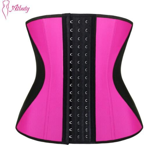 Atbuty Waist Trainer Show Slim Latex 9 Steel Bones Waist Shapers