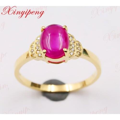 Xinyipeng18K yellow gold inlaid natural ruby ring style beautiful women model