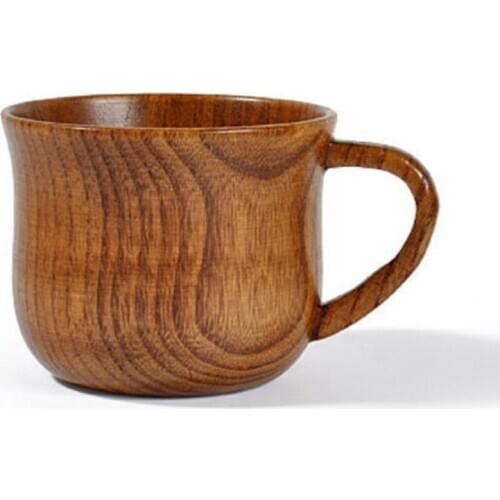 Mug, high quality natural solid wood teacup, vintage handmade round wooden teacup coffee cup coffee tea milk decoration, 175ml