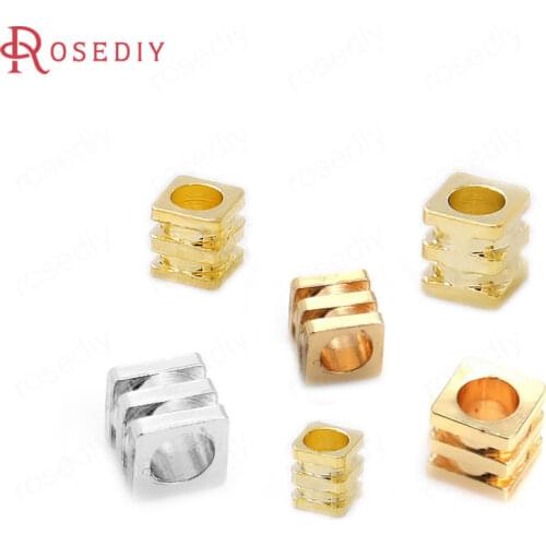 20PCS 3x3.5MM 24K Champagne Gold Color Plated Brass Square Beads Bracelet Beads High Quality Diy Jewelry Accessories