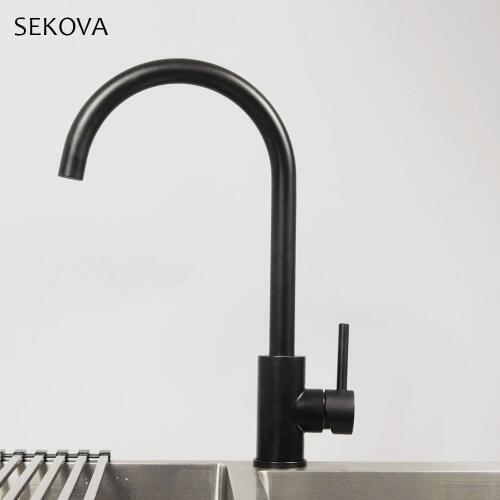 Matte Black and White Kitchen Sink Faucet Hot & Cold Water Mixer Stainless Steel Material Quality Deck Mounted Kitchen Tapware