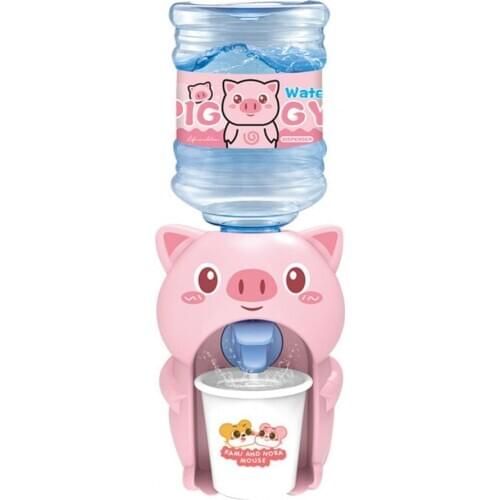 Cartoon Pig Mini Simulation Drinking Fountain Water Dispenser Kids Pretend Game Play House DIY Toy