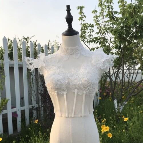 Fashion Wedding Jacket Bridal Bolero Jackets Lace Appliques Shawl Fish Bone Wedding Wrap