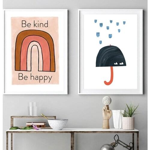 Cartoon Rainbow Canvas Painting Nursery Decor Posters Wall Art Pictures New Baby Room Gift Kids Room Home Decor