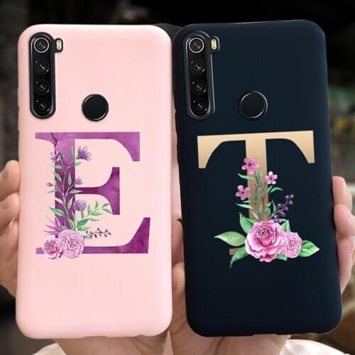 A to Z Custom Name Letter Monogram Case For Redmi Note 8T Jelly Silicon Back Cover For Xiaomi Redmi Note 8 T 8t 8 Pro Soft Case