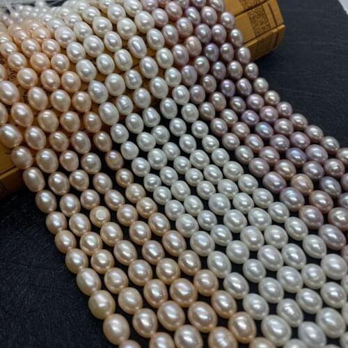 7-8mm Natural Freshwater Pearl Three-color Rice Shape for Jewelry Making DIY Necklace Jewelry Accessories Handicraft Decoration