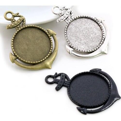 New Fashion 5pcs 25mm Inner Size Antique Silver Plated Black Bronze Fashion Cabochon Base Setting Charms Pendant