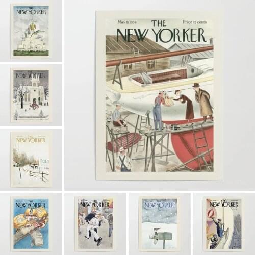 Prints Painting Wall Artwork Modular Canvas the New Yorker Magazine Poster Picture Modern Home Decoration For Bedside Background
