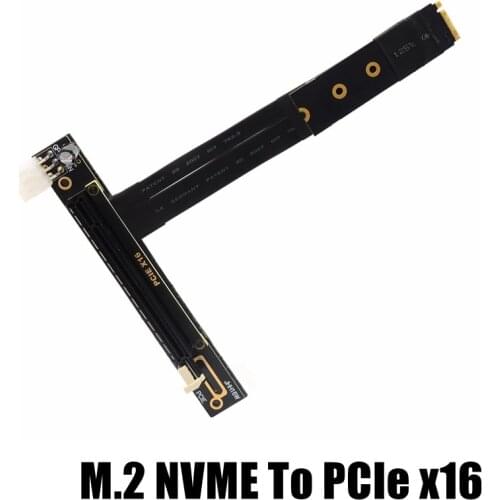 M.2 NVMe To PCI Express X16 Extender Adapter Jumper Cable with 6pin Power for GPU Graphics Video Cards Splint Vertical Extension