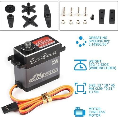 JX CLS6336HV 6-7.4V High Voltage Metal Gear Aluminium Shell Digital Coreless Servo for 1/8 RC Car & 2000mm Fixed-Wing Airplane