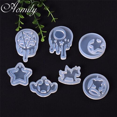 Aomily Star Moon Shape Crystal Epoxy Silicone Molds DIY Jewelry Mold Epoxy Resin Pendant Bracelet Making Cake Decorating Tools