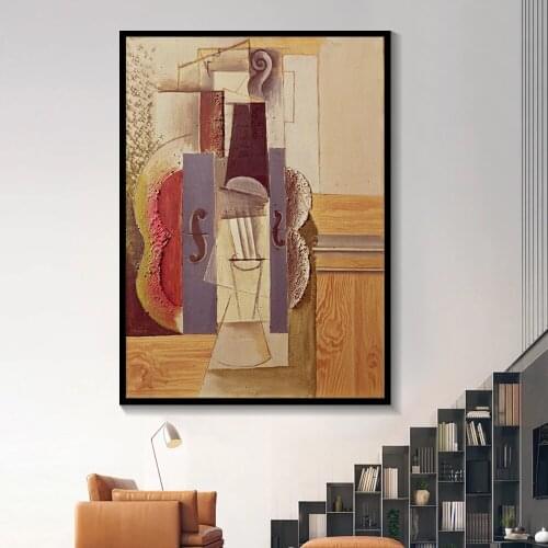 Violin Musical Abstract Posters Music Instruments Canvas Prints Picture for Bar Home Decor HD Canvas Oil Living Room Unframed