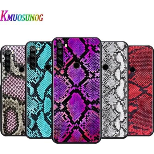 Snakeskin Texture Black Silicone Soft Cover For Xiaomi Redmi Note 10 10S 9 9S Pro Max 9T 8T 8 7 6 5 Pro 5A Phone Case