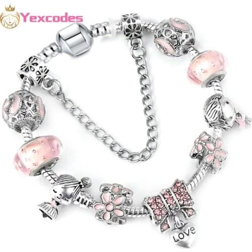 Yexcodes Pink Love Bubble Beads DIY Boy And Girl Charm Fine Brand Women Bracelet Gifts Direct Shipment