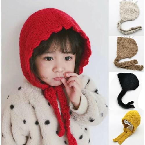 2-8 Years Winter Baby Girl Newborn Kids Woolen Knit Hat Cap Beanie Bonnet Girl Retro Knitted Lori Hat Hair Accessories Beanies