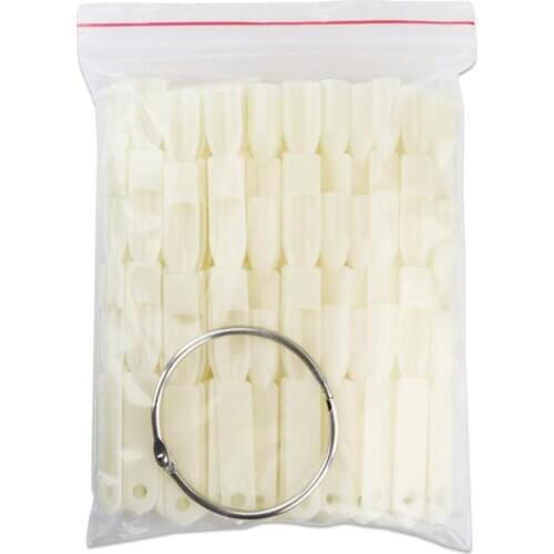 50 Piece Natural Plastic 3 Tier Nail Tip Chart Fan with Ring - Perfect for Practicing Nail Art Patterns & Designs Swatch Nail ,G