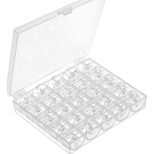 25Pcs Clear Sewing Machine Bobbins Spools Empty Bobbins Spools Plastic Storage Box For Home Sewing Accessories Tools