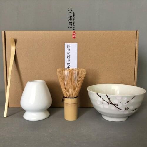 4--5pcs/set traditional matcha giftset bamboo matcha whisk scoop ceremic Matcha Bowl Whisk Holder japanese tea sets