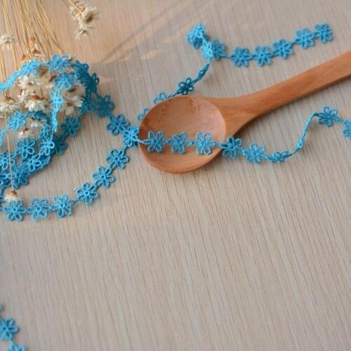 5 Meters/lot Width 1cm Blue Flower Embroidered Lace Trim Ribbon Fabric Trim DIY Sewing Craft Clothes Accessories Home Decoration